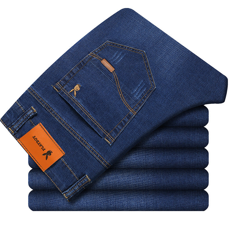 Ice Silk Men&#039;s Jeans Men&#039;s Stretch Casual Straight Loose Business Casual Men&#039;s Trousers