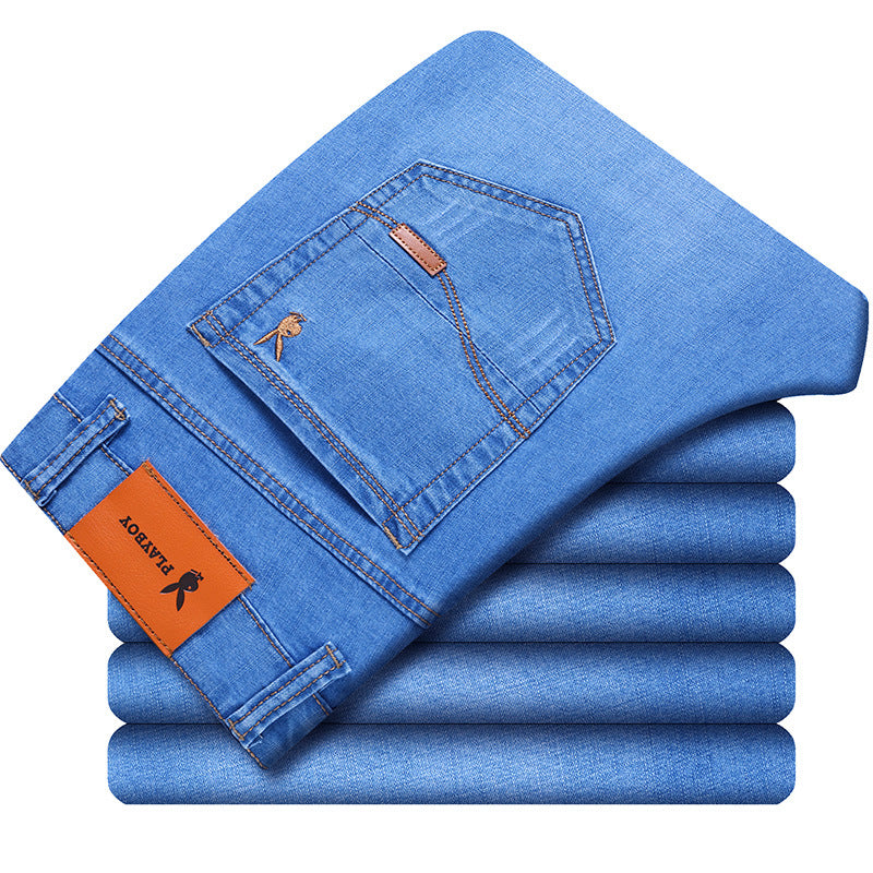Ice Silk Men&#039;s Jeans Men&#039;s Stretch Casual Straight Loose Business Casual Men&#039;s Trousers