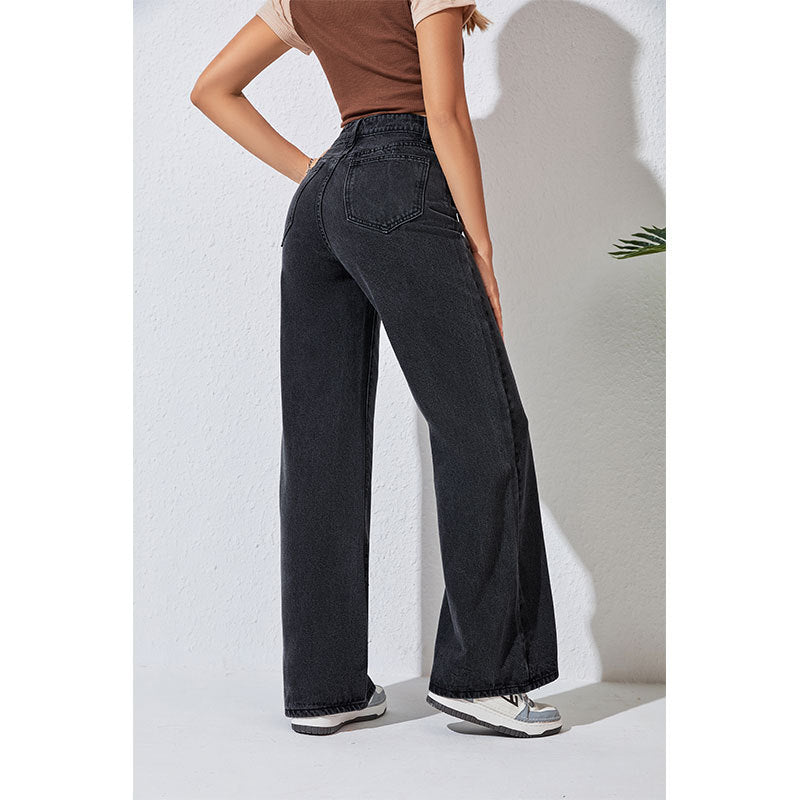 Autumn And Winter High-waist Straight Denim Loose Slim Wide-leg Women&amp;#039;s Jeans Street Denim