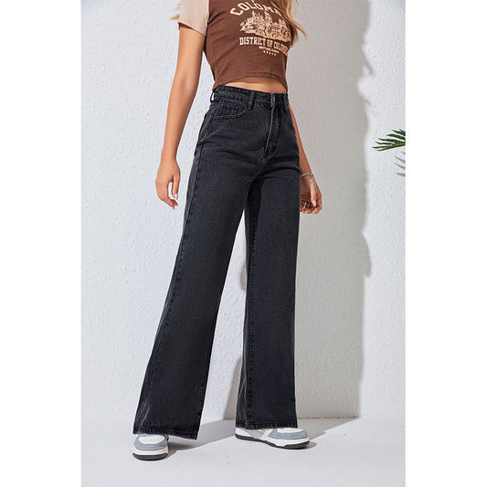 Autumn And Winter High-waist Straight Denim Loose Slim Wide-leg Women&amp;#039;s Jeans Street Denim